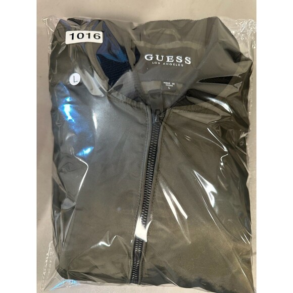 Guess Mens Bomber Jacket Size Large Olive Casual Streetwear Utility Style Winter - Picture 8 of 8